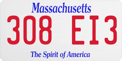 MA license plate 308EI3