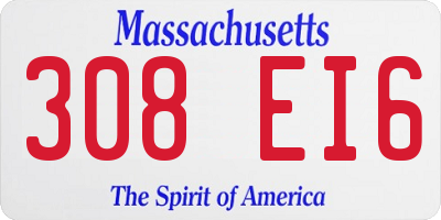 MA license plate 308EI6