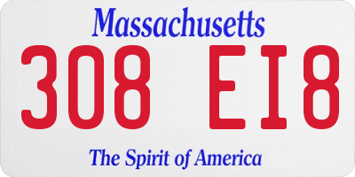 MA license plate 308EI8
