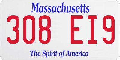 MA license plate 308EI9