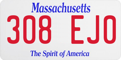 MA license plate 308EJ0