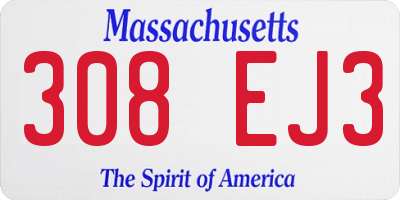 MA license plate 308EJ3