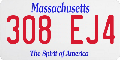 MA license plate 308EJ4