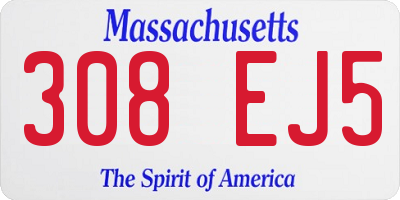 MA license plate 308EJ5