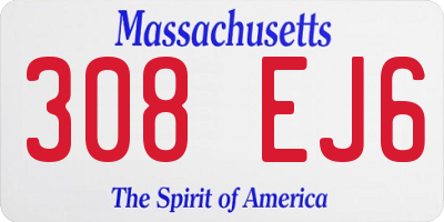 MA license plate 308EJ6