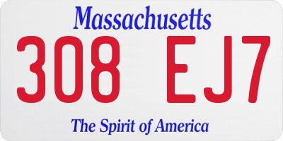 MA license plate 308EJ7