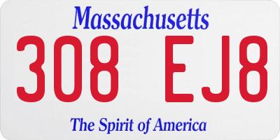 MA license plate 308EJ8