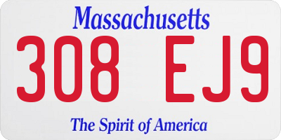 MA license plate 308EJ9