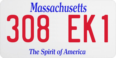 MA license plate 308EK1
