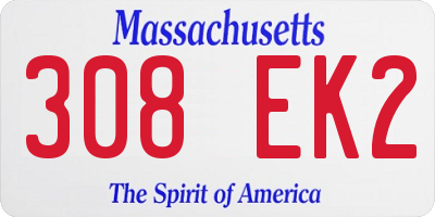 MA license plate 308EK2