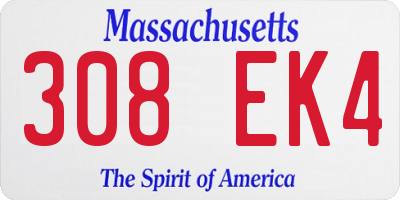 MA license plate 308EK4