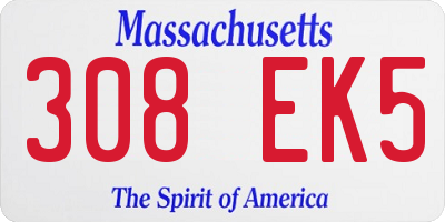MA license plate 308EK5