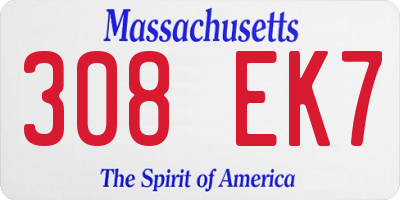 MA license plate 308EK7