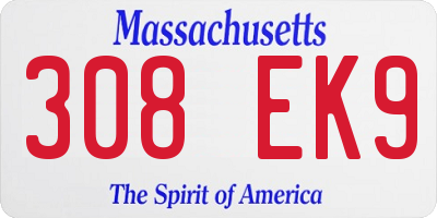 MA license plate 308EK9