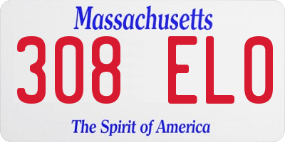 MA license plate 308EL0