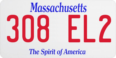 MA license plate 308EL2