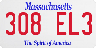 MA license plate 308EL3