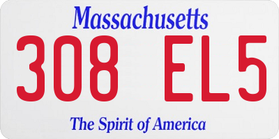 MA license plate 308EL5