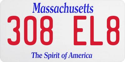 MA license plate 308EL8