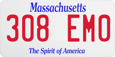 MA license plate 308EM0