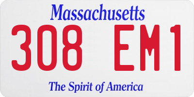 MA license plate 308EM1