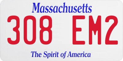 MA license plate 308EM2