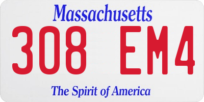MA license plate 308EM4