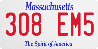 MA license plate 308EM5