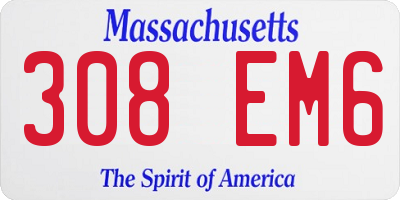 MA license plate 308EM6