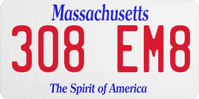 MA license plate 308EM8