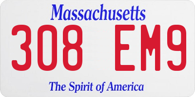 MA license plate 308EM9