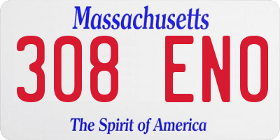 MA license plate 308EN0