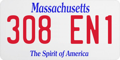 MA license plate 308EN1