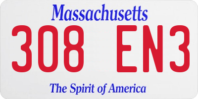 MA license plate 308EN3