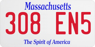 MA license plate 308EN5