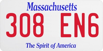 MA license plate 308EN6