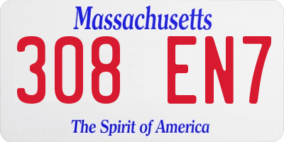 MA license plate 308EN7