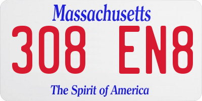 MA license plate 308EN8