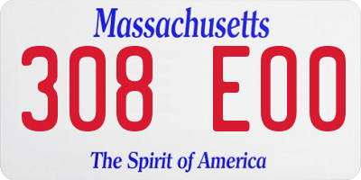 MA license plate 308EO0