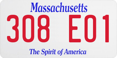 MA license plate 308EO1