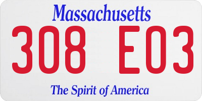 MA license plate 308EO3