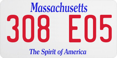 MA license plate 308EO5