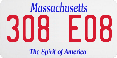 MA license plate 308EO8
