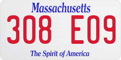 MA license plate 308EO9