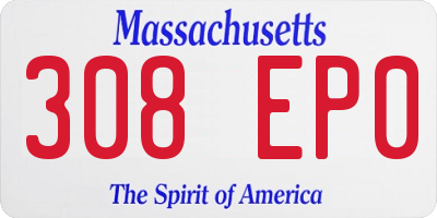 MA license plate 308EP0