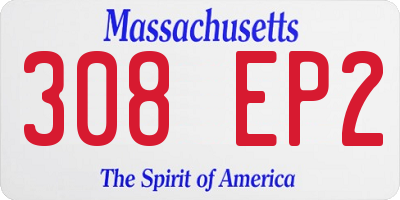 MA license plate 308EP2