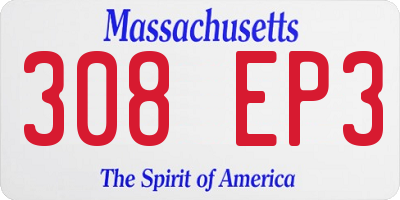 MA license plate 308EP3