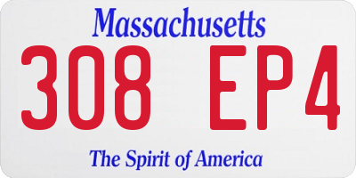 MA license plate 308EP4
