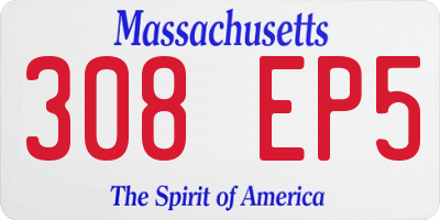 MA license plate 308EP5