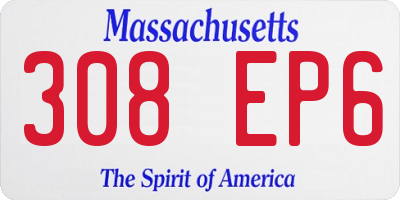 MA license plate 308EP6